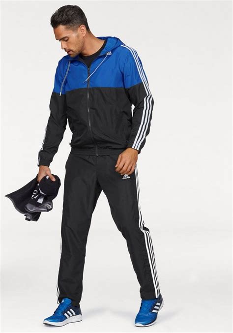 adidas herren trainingsanzug tracksuit train woven blau-schwarz-weiß|adidas trainersanzüge.